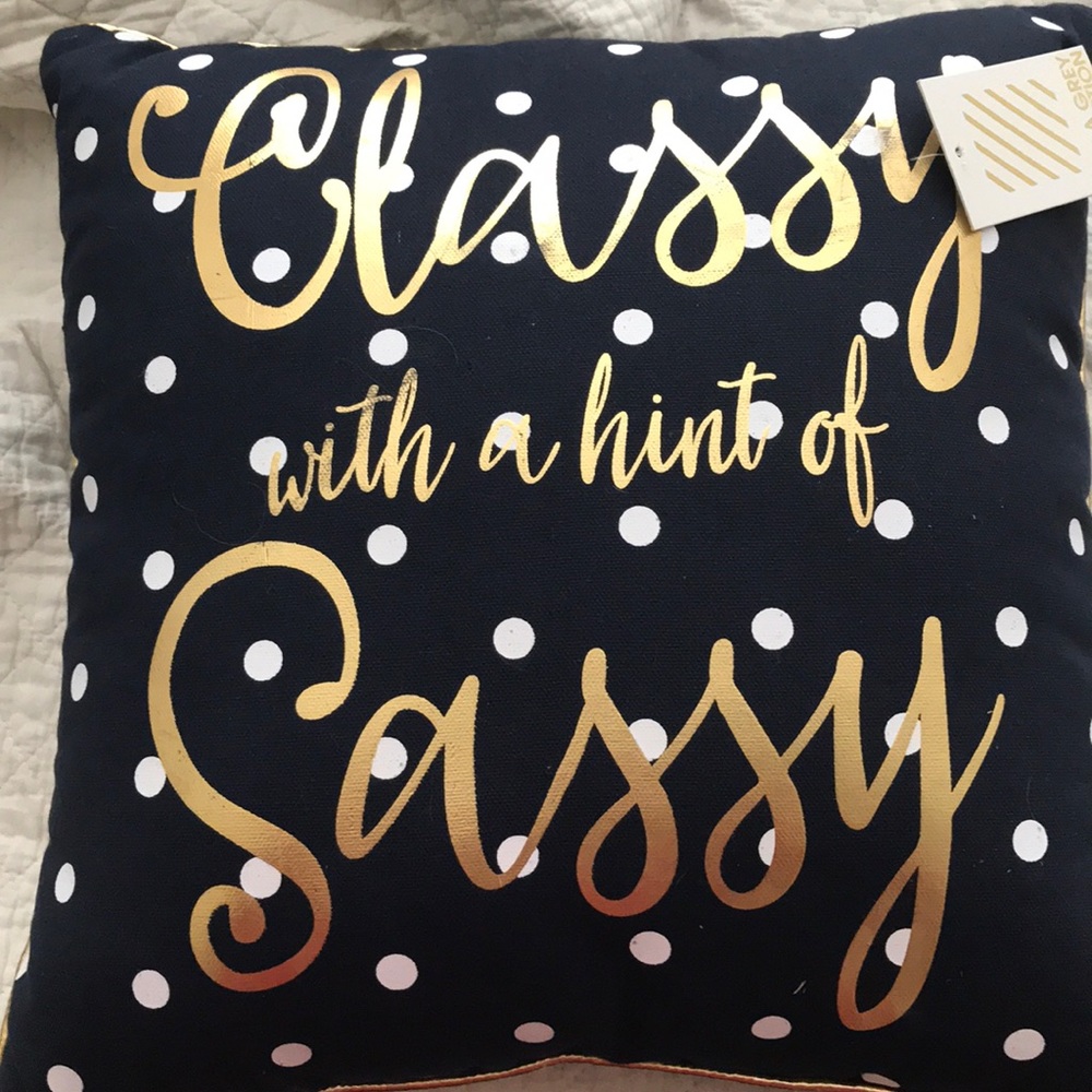 Gold and navy blue pillow